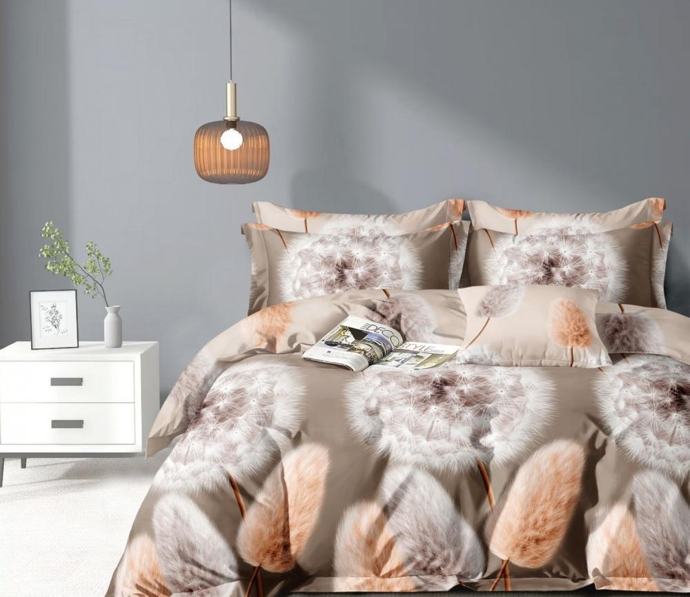 Комплект постельного белья на резинке Лагурус сатин семейный/наволочки 50х70/70х70 см (8479)