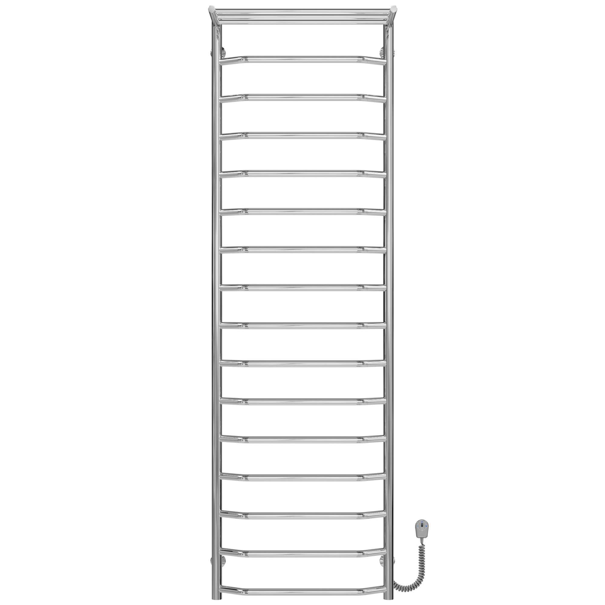 Рушникосушарка електрична з полицею Deffi Трапеція П16 EF16 праве підключення нержавіюча сталь 500х1700 мм Хром (C.TP.170.50.16.E.C.R.5)