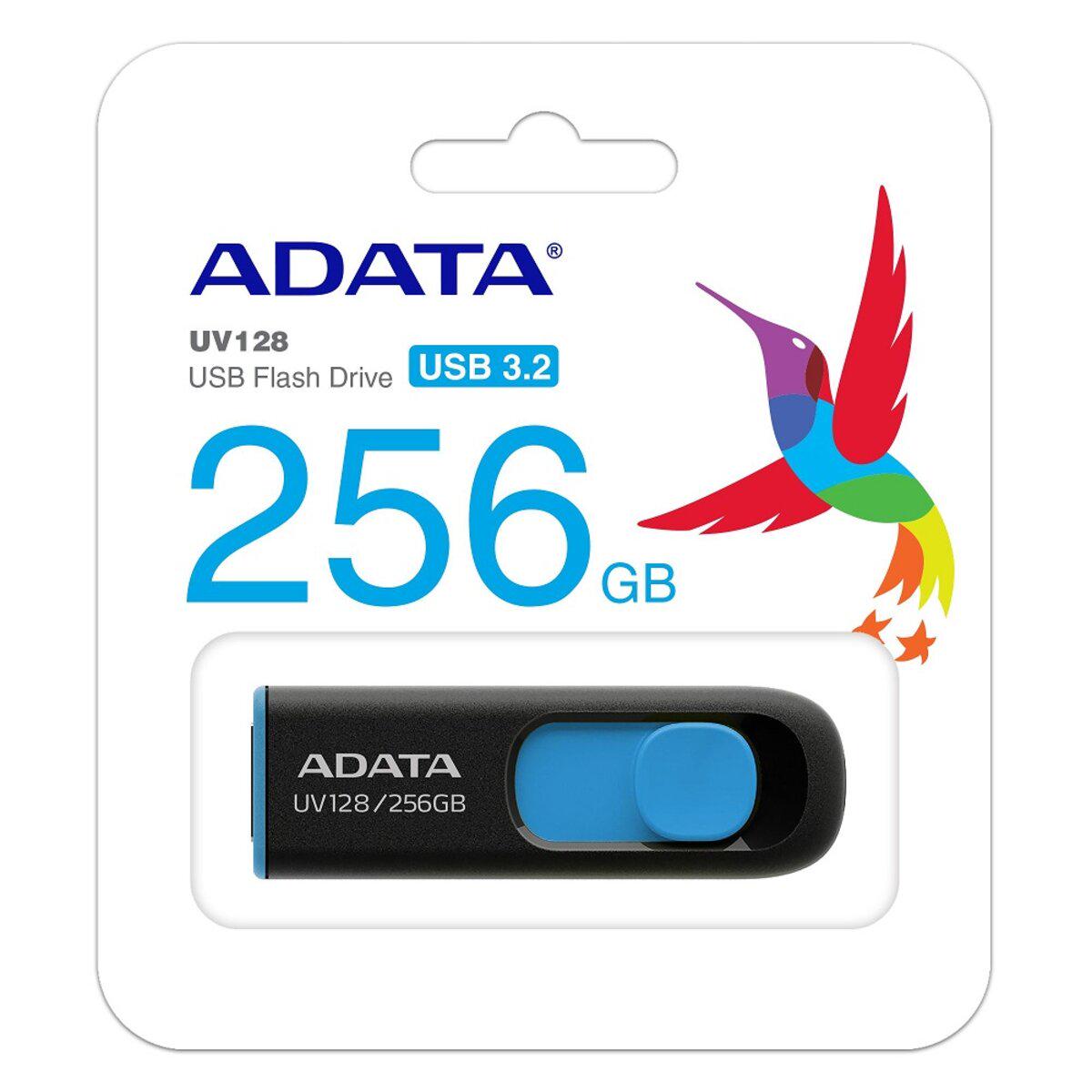 Флеш-память USB ADATA USB 3.2 UV 128 256 Gb Black/Blue (585167) - фото 1