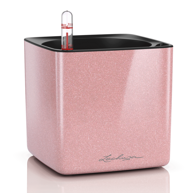 Умное кашпо Lechuza Cube Glossy 14 квадратное 14x14x14 см Кремовый