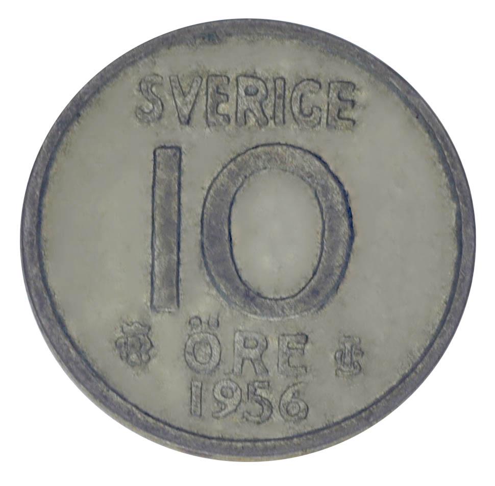Коллекционная монета Швеция 10 эре 1956 Серебро F-VF (М17813)