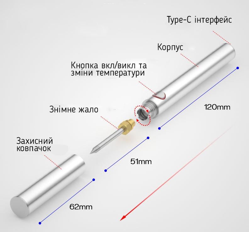 Паяльник HandsKit 8-10W аккумуляторный портативный (B5V8W) - фото 5