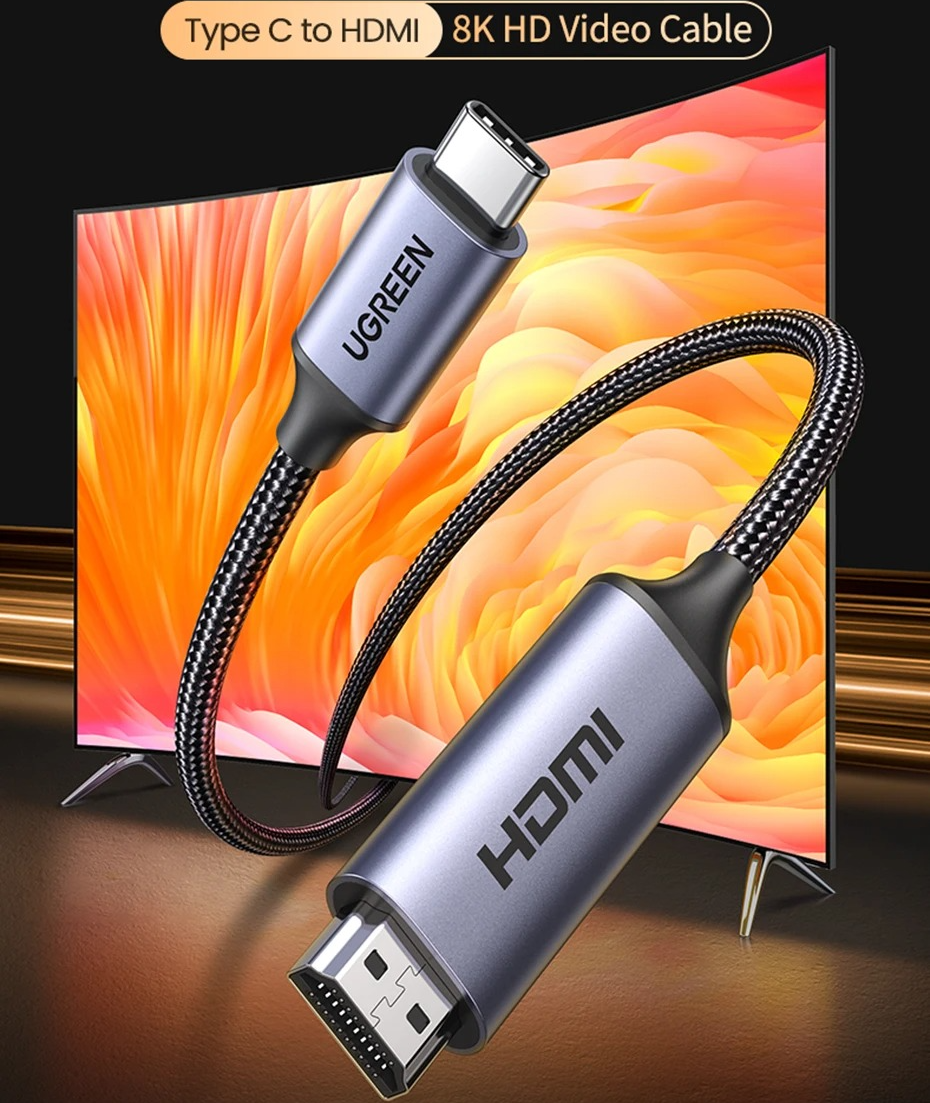 Кабель UGREEN CM565 USB-C to HDMI 2.1 8K/60Hz 2м (2000179) - фото 2 Кабель UGREEN CM565 USB-C to HDMI 2.1 8K/60Hz 2м (2000179) - фото 2