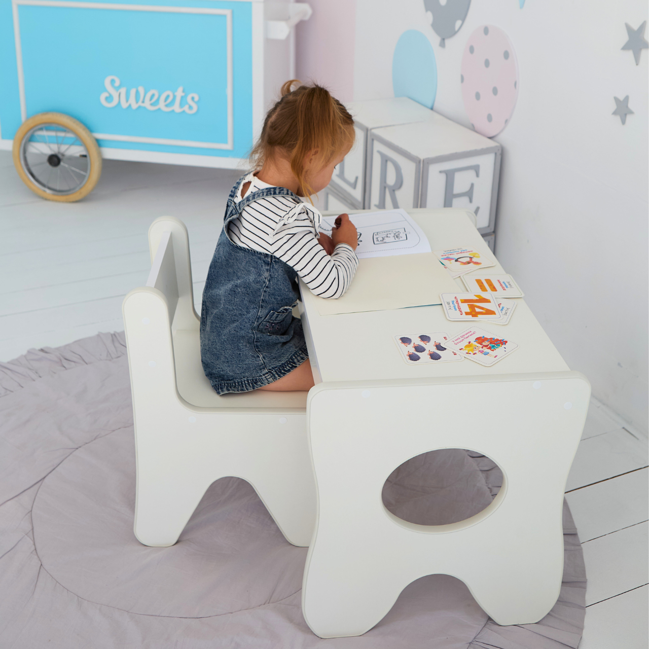 Стільчик для дитячої кімнати 55х37х33 см Білий - фото 7 Стільчик для дитячої кімнати 55х37х33 см Білий - фото 7