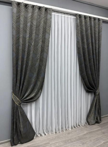 Тканина для штор жакард Mystery Капучино/Сірий (1625ш) - фото 7 Тканина для штор жакард Mystery Капучино/Сірий (1625ш) - фото 7