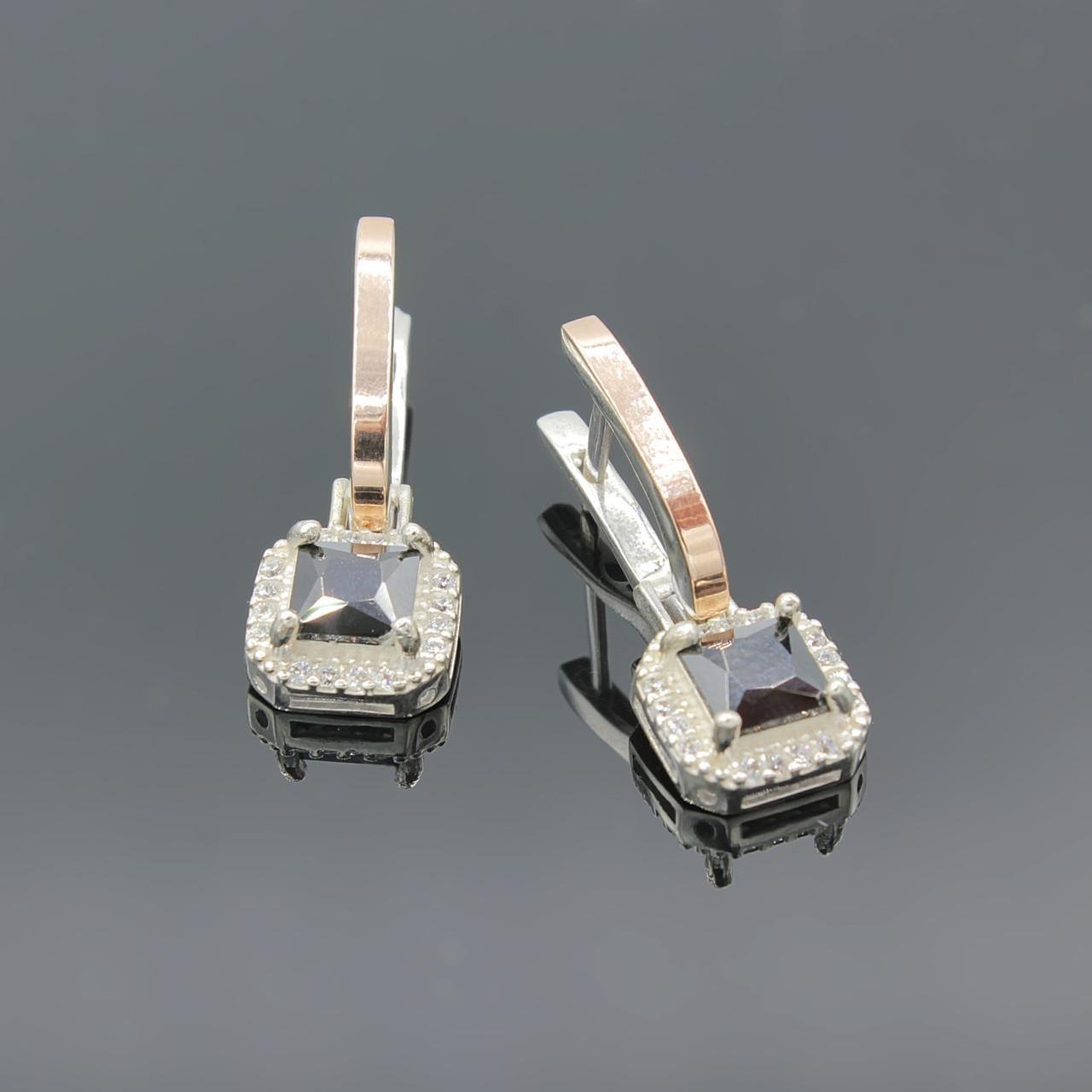 Серебряные серьги с золотом Магический квадрат