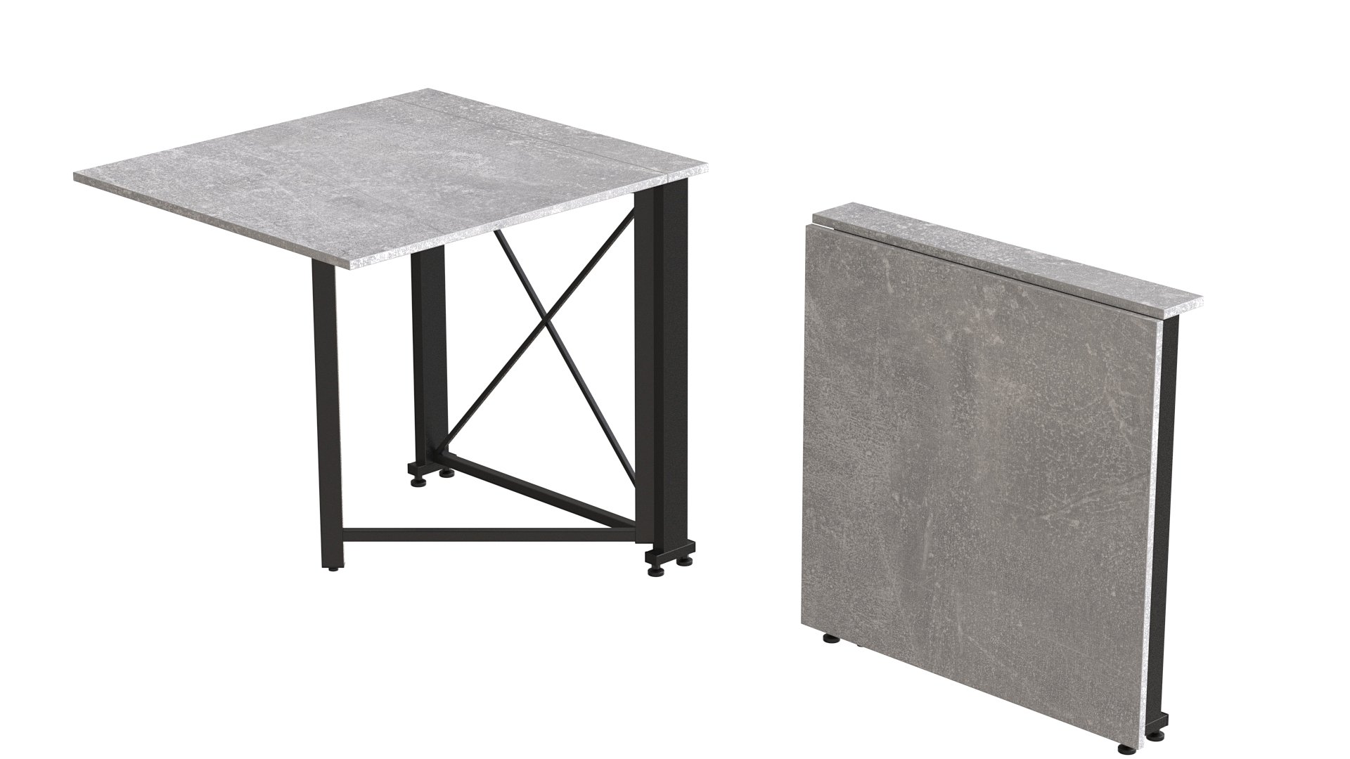 Стіл-книжка трансформер Ferrum-decor Orion 1 16 мм 750х810х730 мм Чорний/Бетон (ORI107) - фото 3 Стіл-книжка трансформер Ferrum-decor Orion 1 16 мм 750х810х730 мм Чорний/Бетон (ORI107) - фото 3