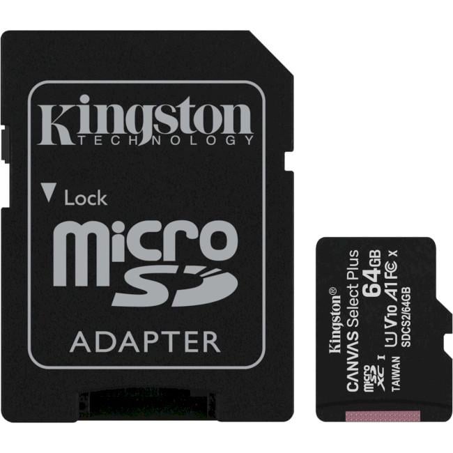 Карта памяти microSDXC Kingston SDCS2/64GB-3P1A Canvas React Plus 100R class 10 64 GB