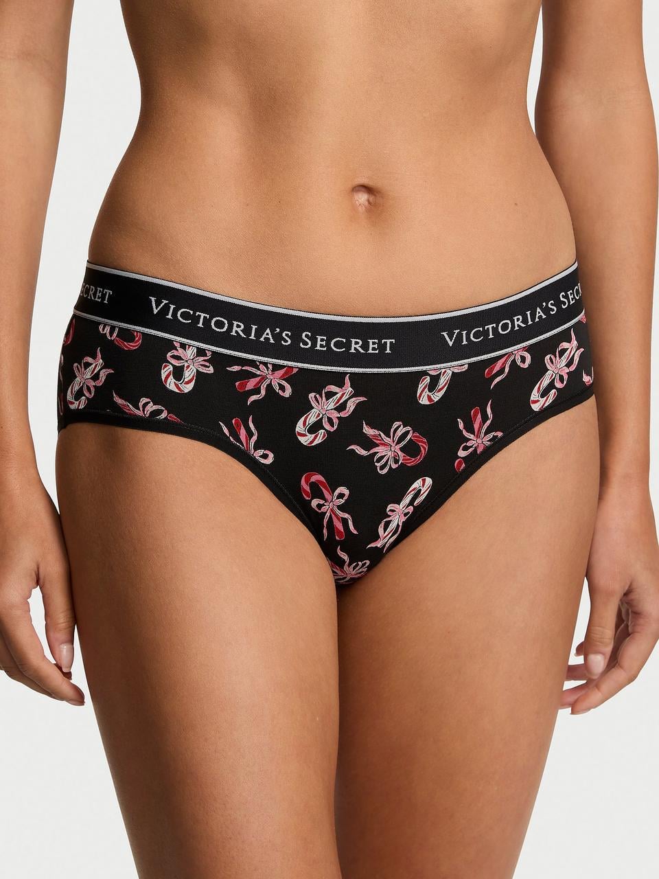 Трусики женские Victoria's Secret Cotton Hiphugger Logo XL Черный (43652955162818)