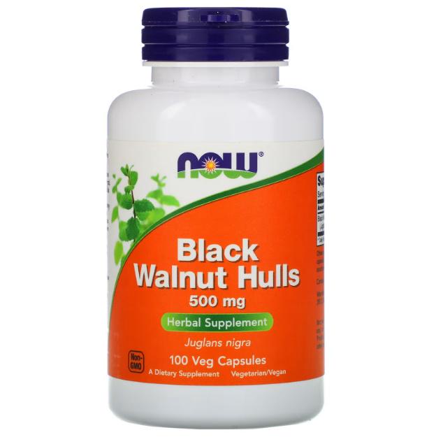 Чорний горіх NOW Foods Black Walnut Hulls 500 mg 100 Veg Caps