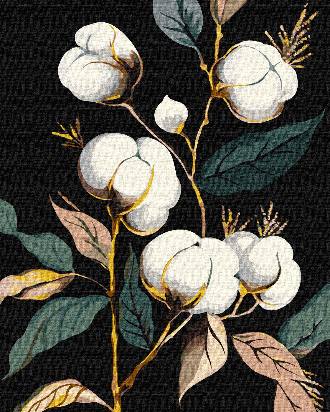 Набір для розпису по номерах Ideyka Білосніжна бавовна з фарбами металiк extra КНО3246 40x50 см (MTT-169192)