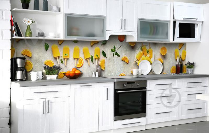 Скинали на кухню Zatarga «Апельсиновый сорбет» 600х2500 мм виниловая 3Д наклейка кухонный фартук самоклеящаяся Z184604