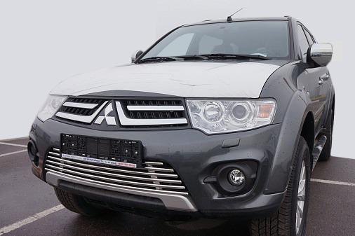 Передняя решетка-защита Carmos для Mitsubishi Pajero Sport 2008-2015 гг. Хром