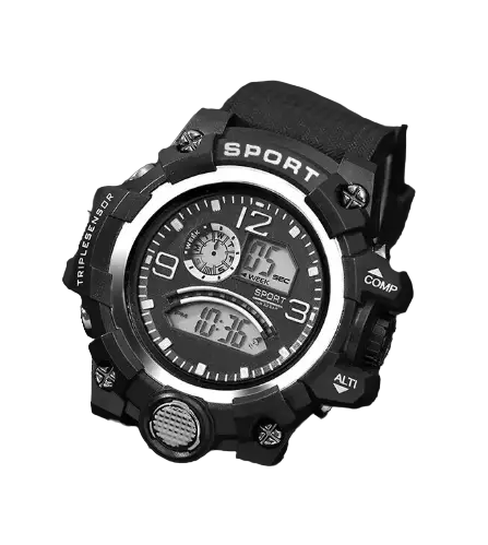 Часы мужские спортивные с браслетом Черный (2016083176)