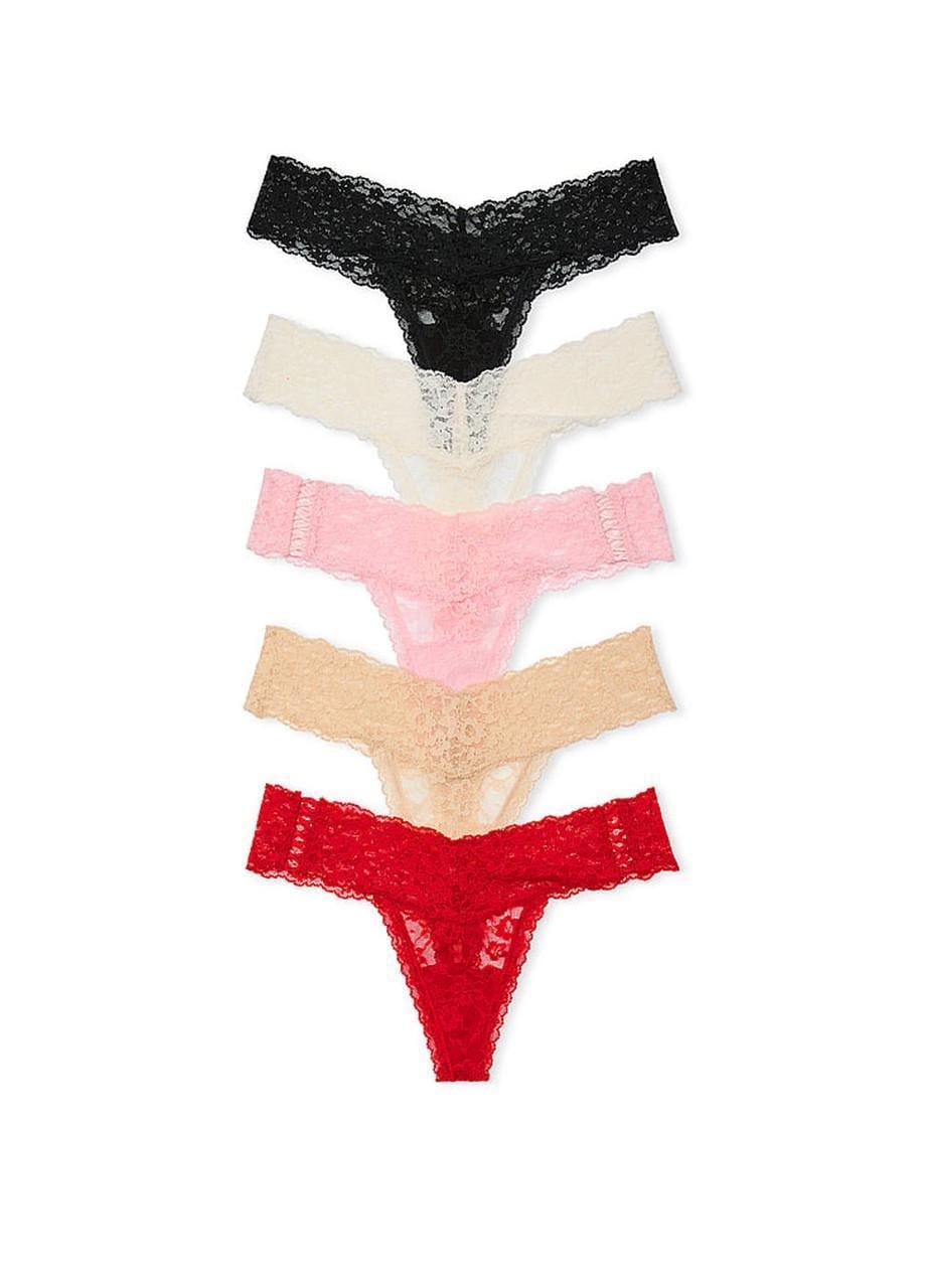 Набор трусиков стринги Victoria's Secret женские кружевные XS Разноцветный (2717420271)