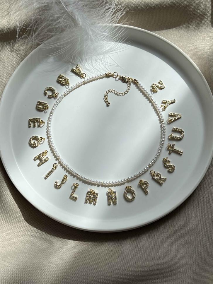 Чокер перлинний з літерою (5564) Чокер перлинний з літерою (5564)