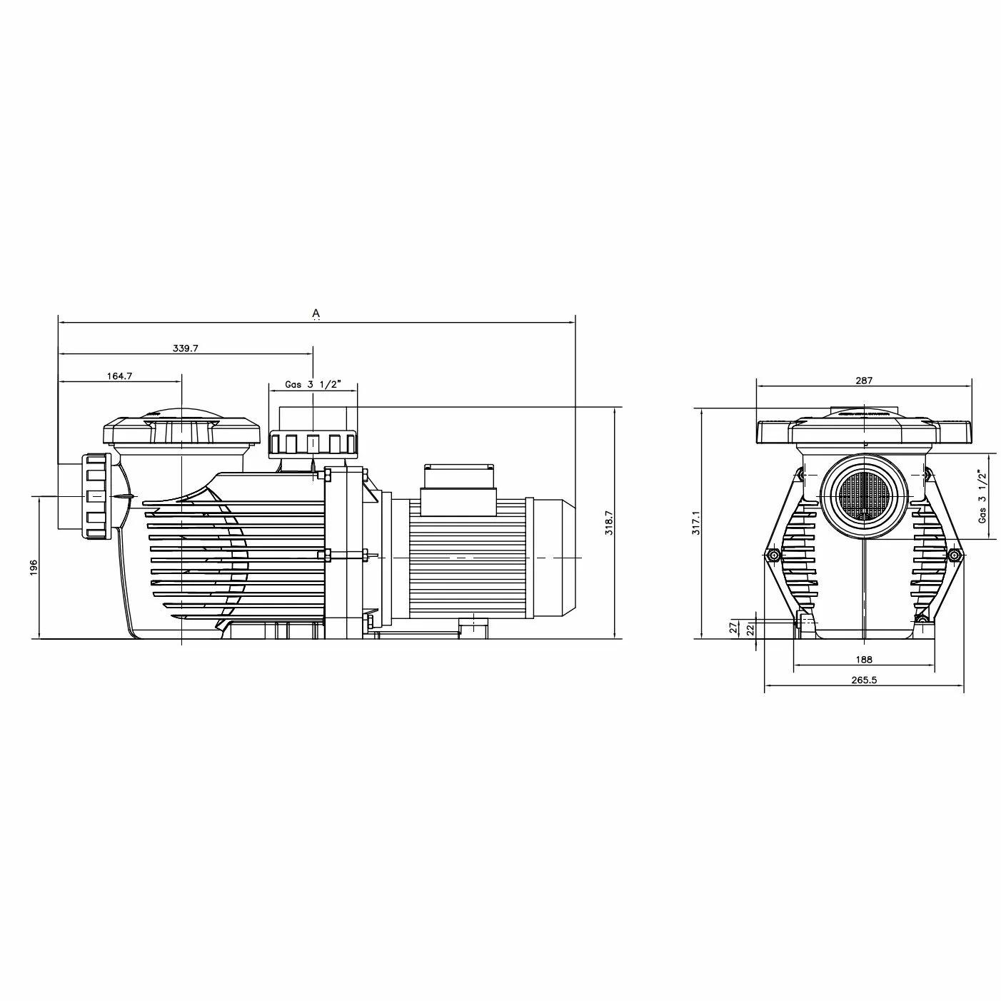Насос Hayward HCP36353E IE3 380 В 45 м3/год 3,5 HP - фото 2 Насос Hayward HCP36353E IE3 380 В 45 м3/год 3,5 HP - фото 2