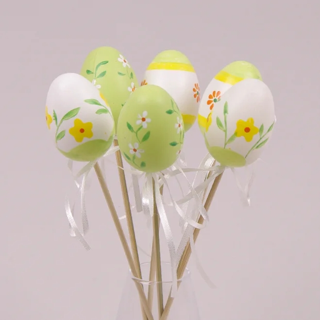 Декорация пасхальная на пике Flora Писанка микс 6 шт. (44021)