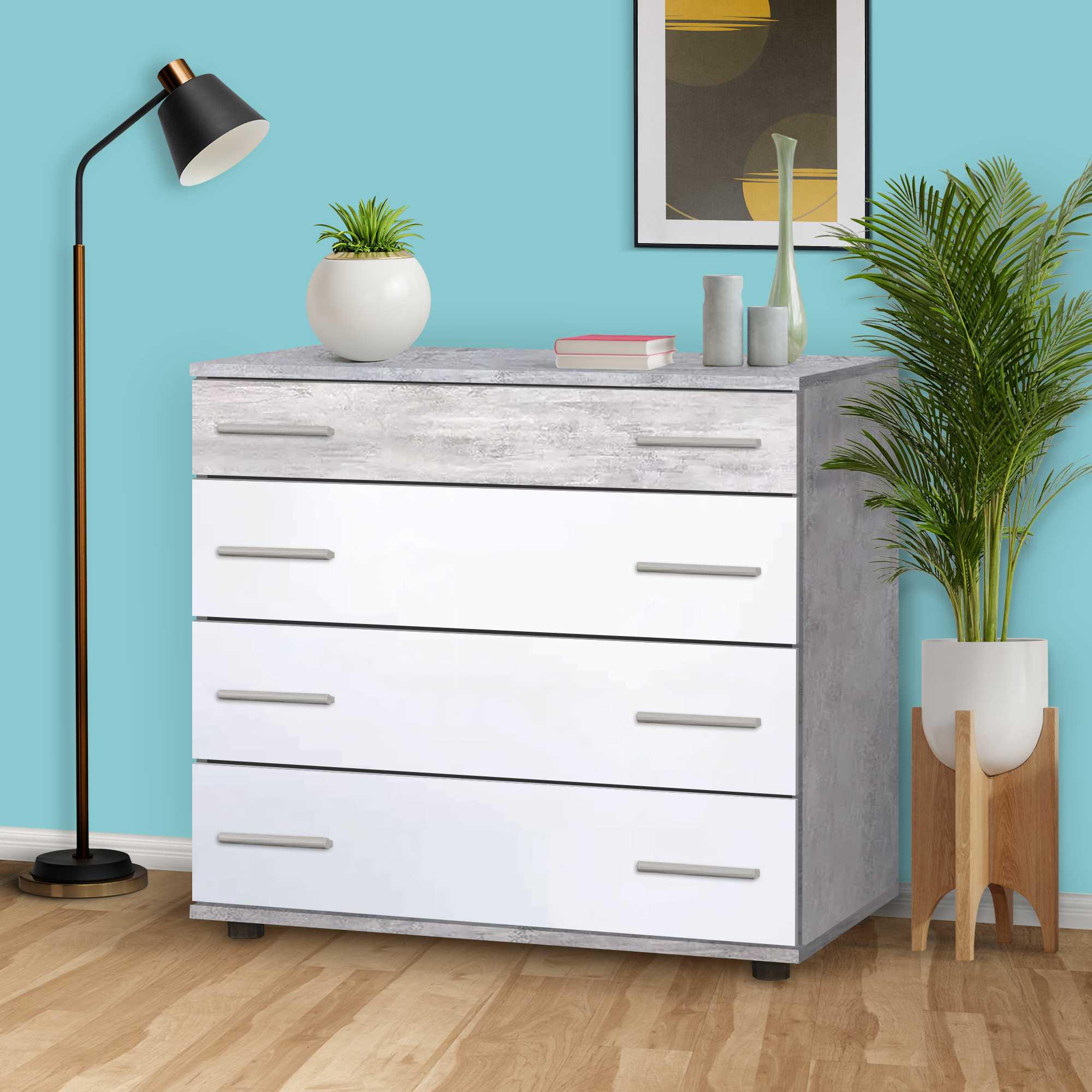 Комод з висувними шухлядами Бетон/Білий (О1г) - фото 2