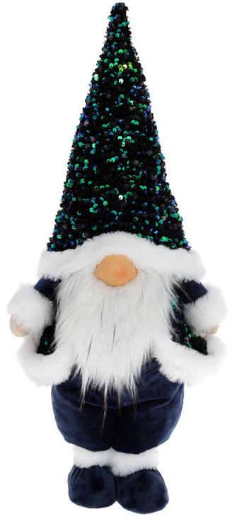 Игрушка мягкая Гном 55 см Синий в пайетках