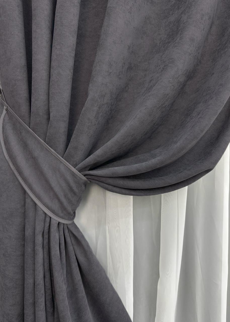 Комплект штор VR-Textil Petek YL №1706ш микровелюр 100х295 см 2 шт. Графитовый (31-796) - фото 4 Комплект штор VR-Textil Petek YL №1706ш микровелюр 100х295 см 2 шт. Графитовый (31-796) - фото 4