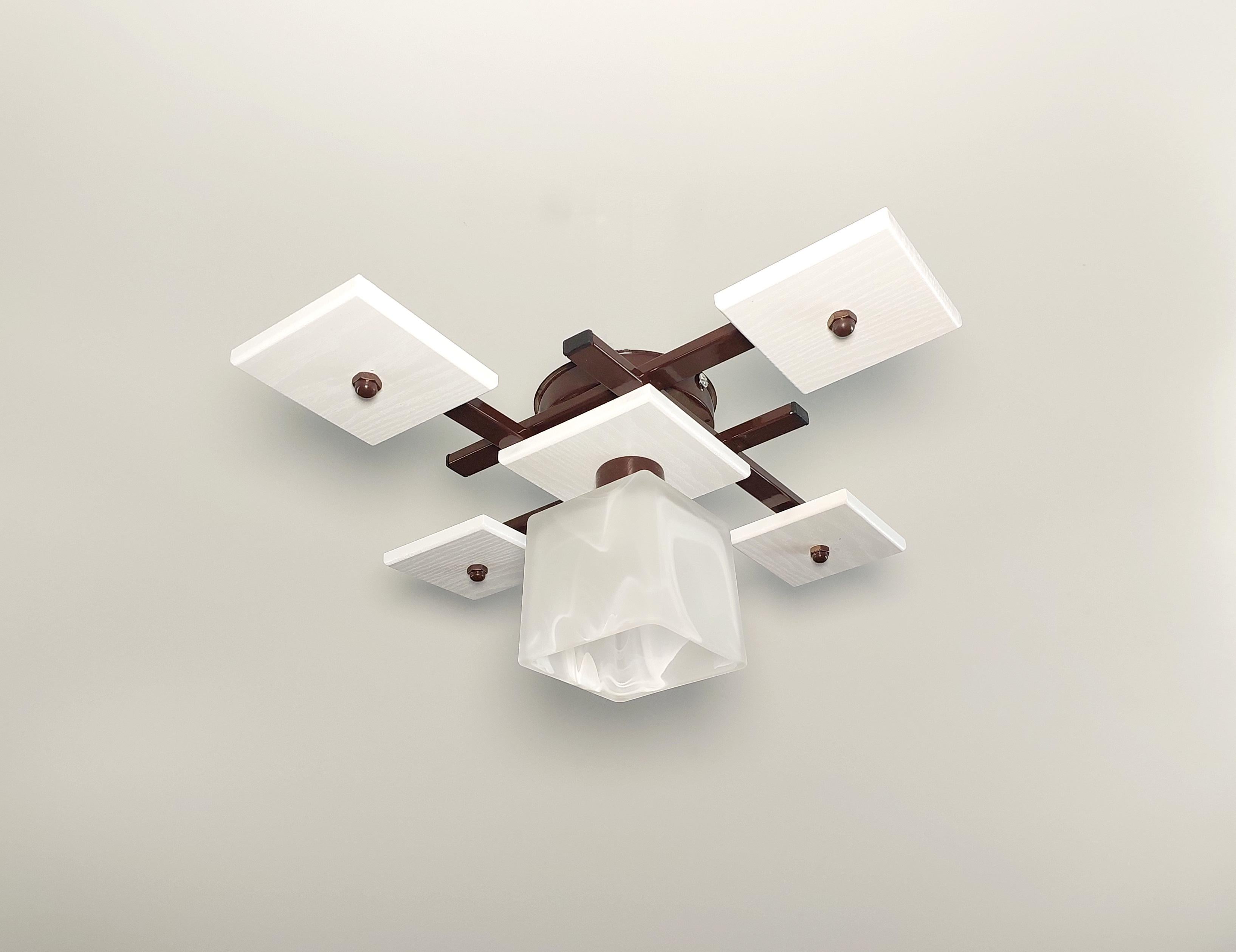 Люстра потолочная 2002/1 на 1 плафон металлическая Коричневый/Белый (21313840)