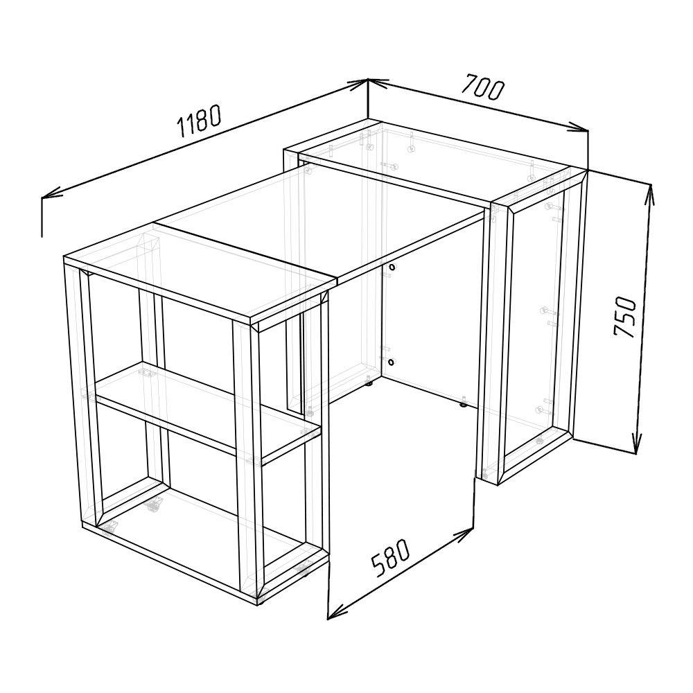 Комп'ютерний стіл Mebliromax Loft 750х700х350 мм Дуб Тахо (1182) - фото 6