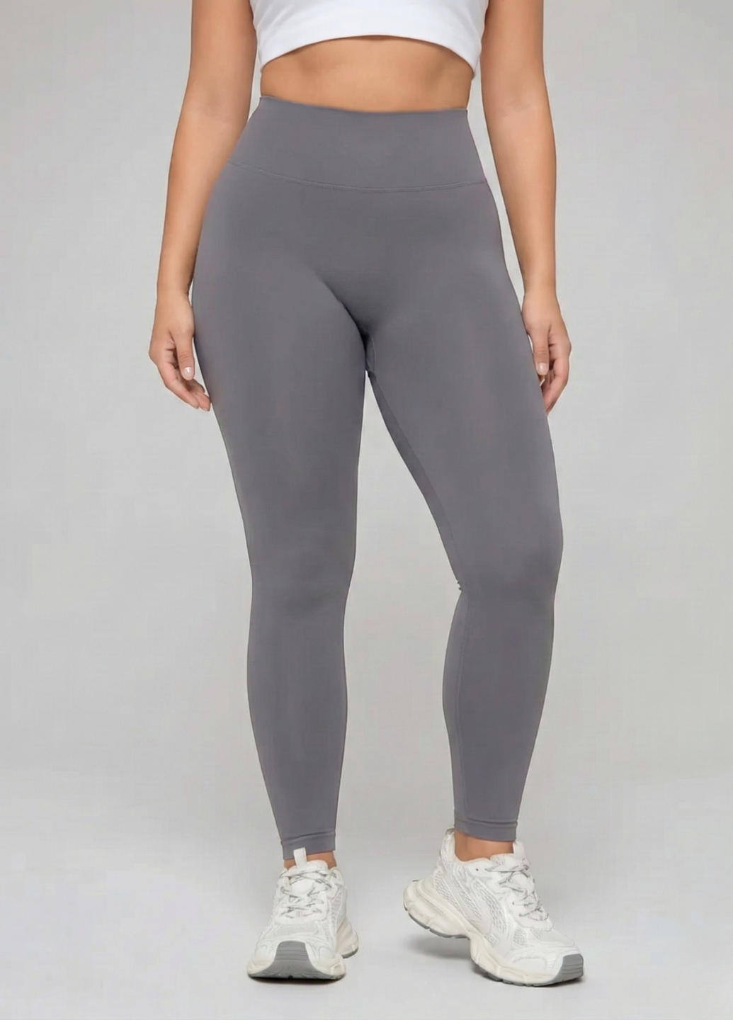 Лосини батал великих розмірів з ефектом пуш ап гладкі однотонні з високою посадкою 3XL Сірий (70205/3XL)