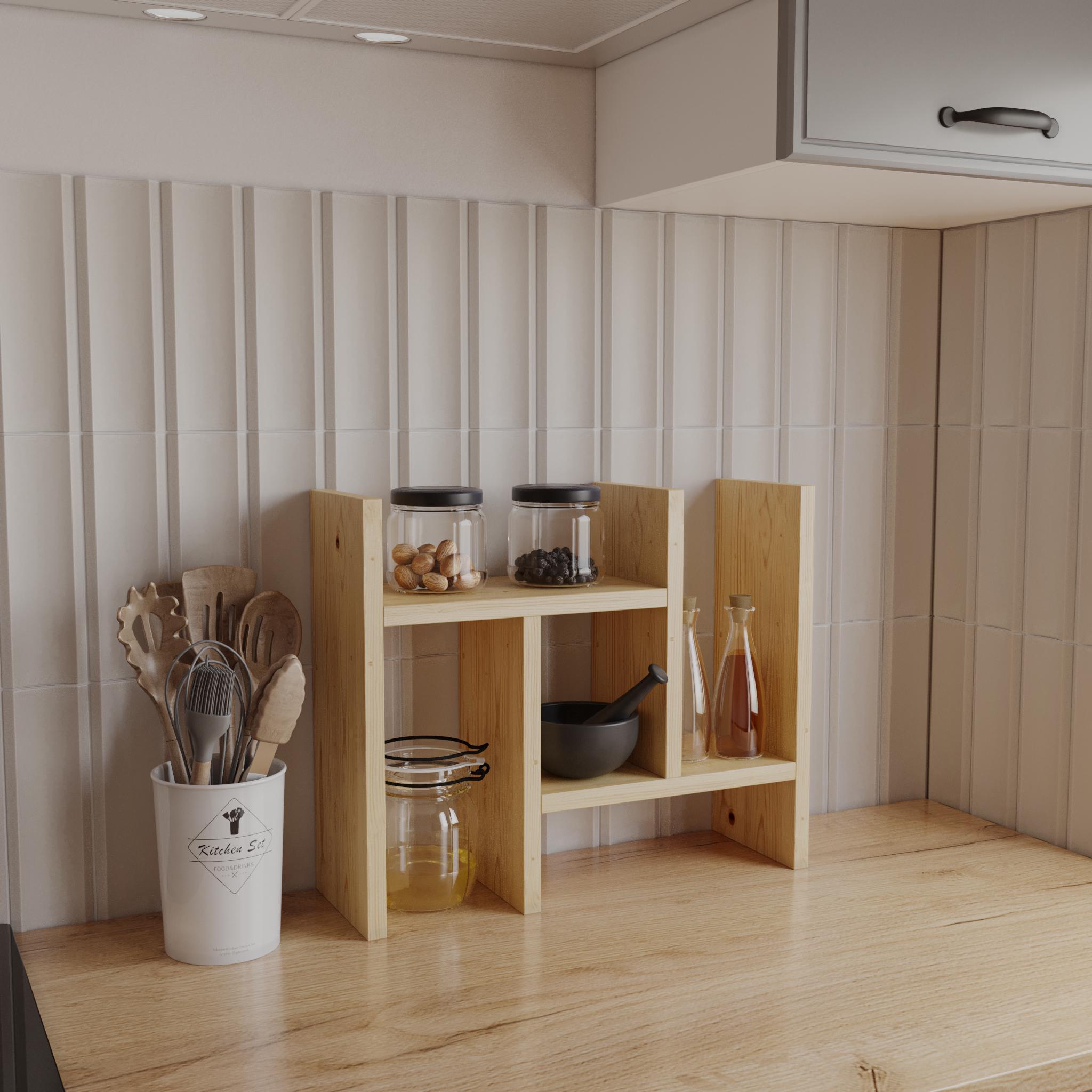 Полка-трансформер деревянная для специй без покрытия 35 см Дерево (OR-2)