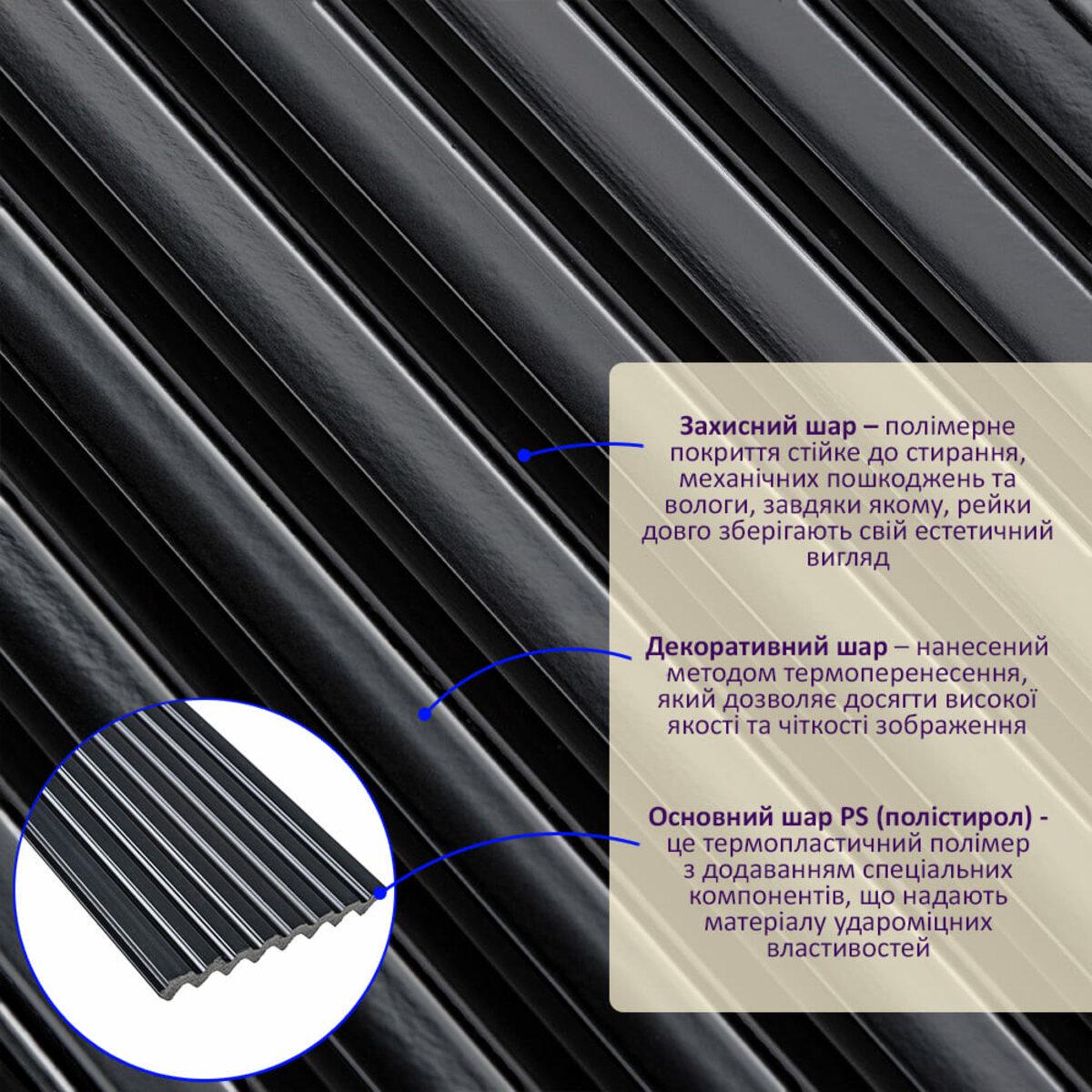 Рейка декоративна PS 2900x120x11 мм Чорний (SW-00002148) - фото 2 Рейка декоративна PS 2900x120x11 мм Чорний (SW-00002148) - фото 2