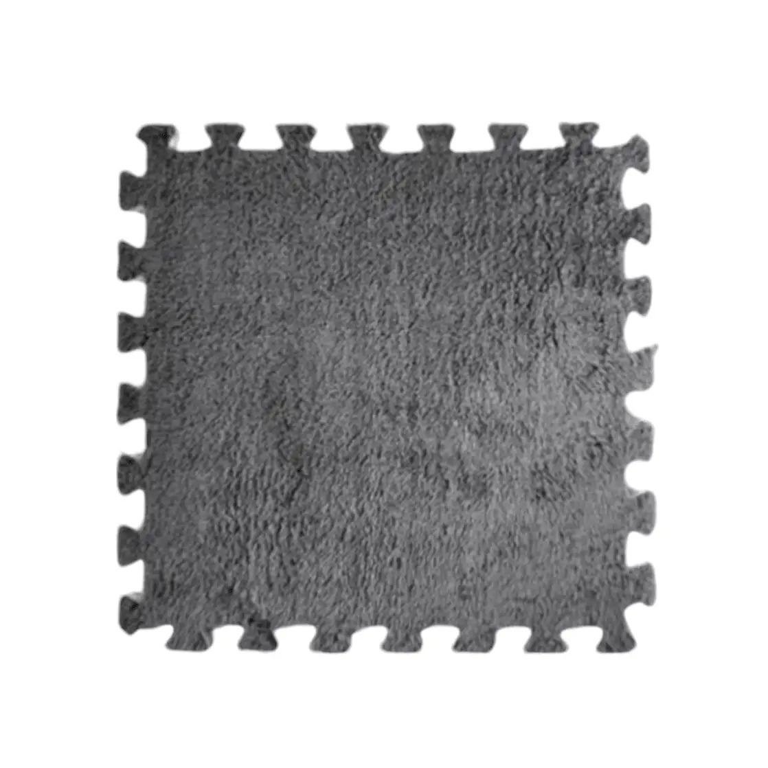 Коврик-пазл антискользящий из пены и плюшевым ворсом 1 шт. 30х30 см Grey - фото 2