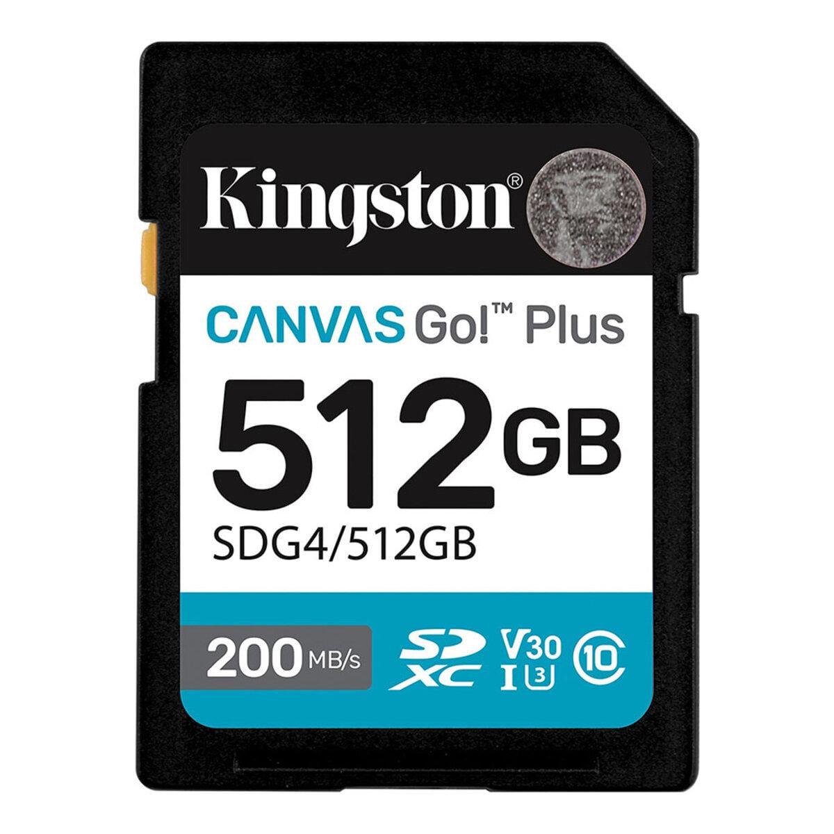Карта памяти Kingston Canvas Go! Plus SDXC 512 ГБ до 200 МБ/с чтения и до 160 МБ/с записи (SDG4/512GB)
