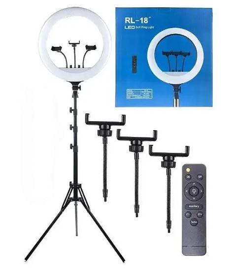 Лампа кольцевая Led 45 см сенсорная 3 режима света 3 держателя/штатив 2 м - фото 3