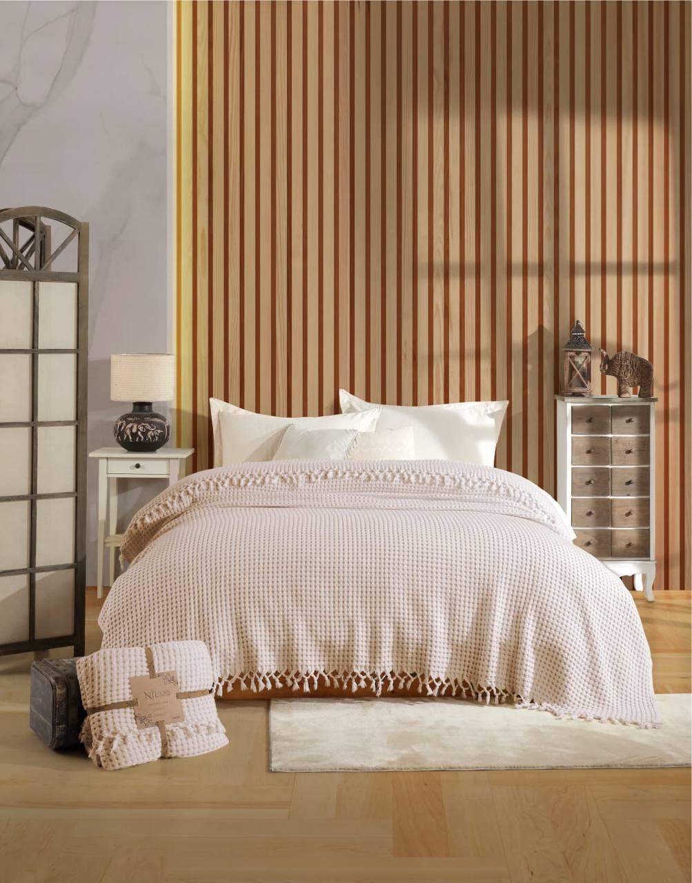 Покривало бавовняне 200х230 см Пудровий (П4К-al-vaf-pled-001-21) - фото 1 Покривало бавовняне 200х230 см Пудровий (П4К-al-vaf-pled-001-21) - фото 1