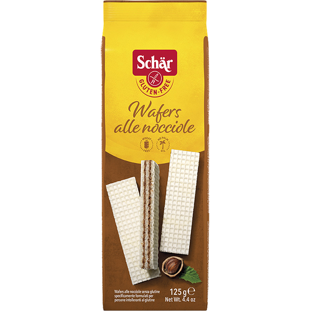 Вафлі без глютену Dr. Schar Wafers alle nocciole з лісовими горіхами 125 г (8008698001929)