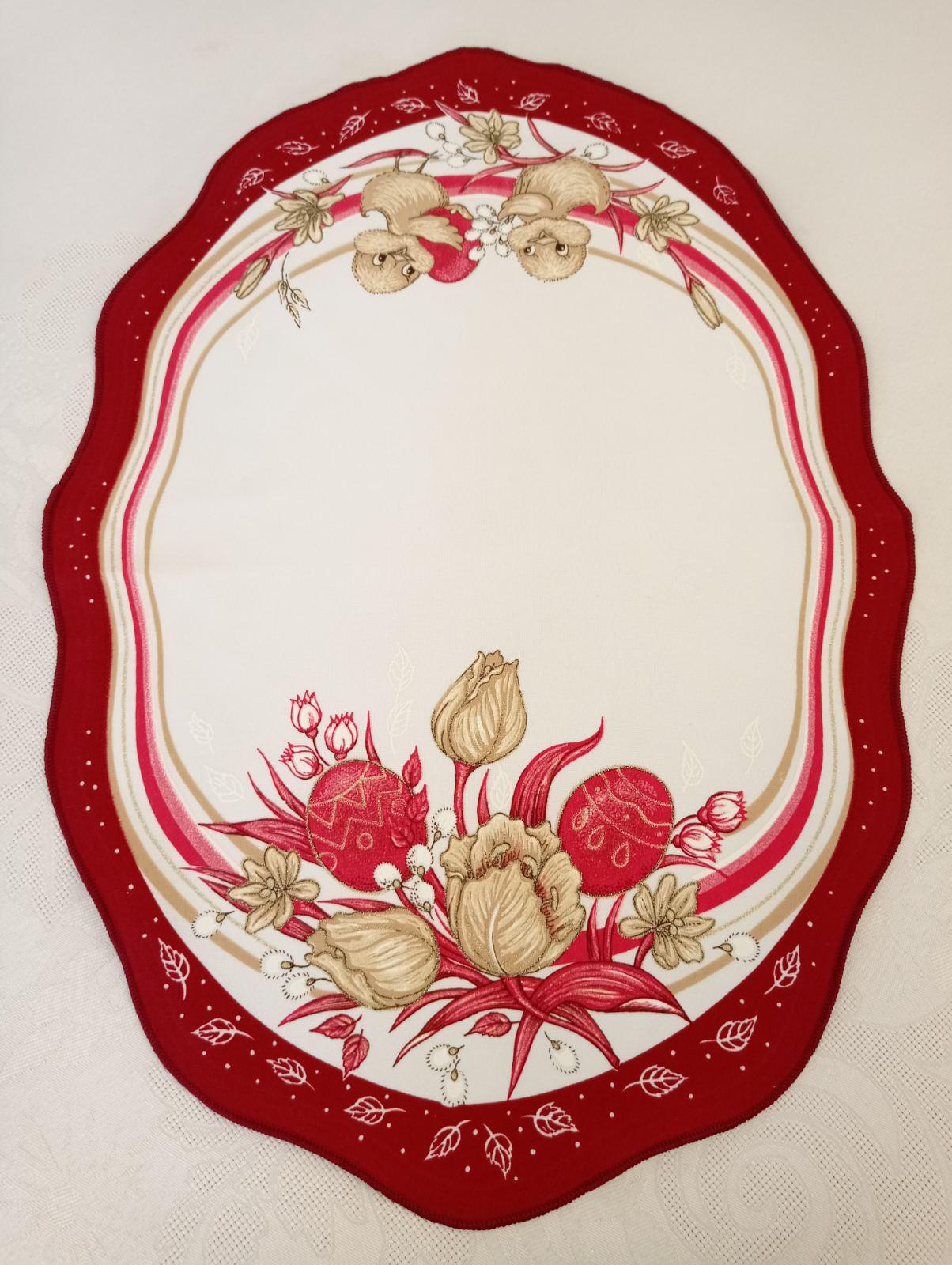 Салфетка пасхальная Print Easter Flowers 35x45 см Burgundy White (CN14577)