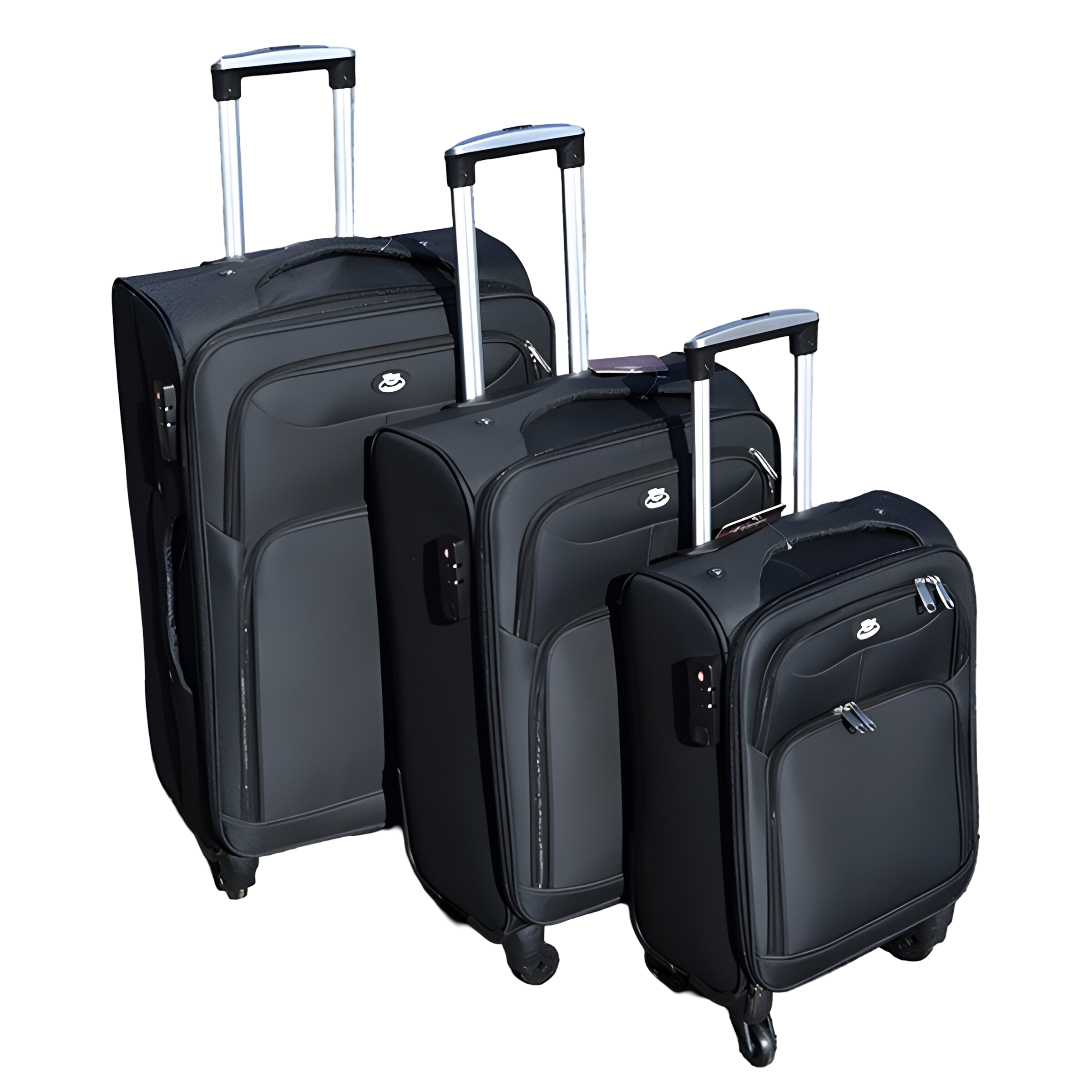 Набір валіз тканинних 3в1 Wings кодовим замком та телескопічною ручкою Чорний (7109) - фото 1