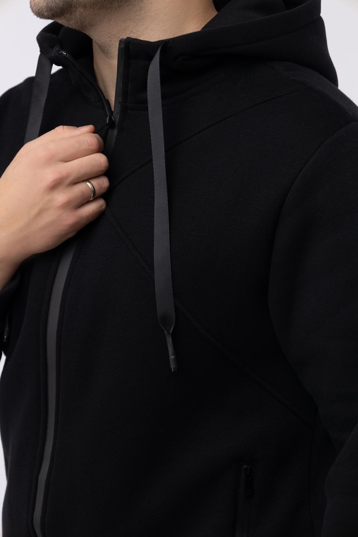 Толстовка чоловіча ЦБ-00224116 р. 46 Чорний (SKT000918986) - фото 3 Толстовка чоловіча ЦБ-00224116 р. 46 Чорний (SKT000918986) - фото 3