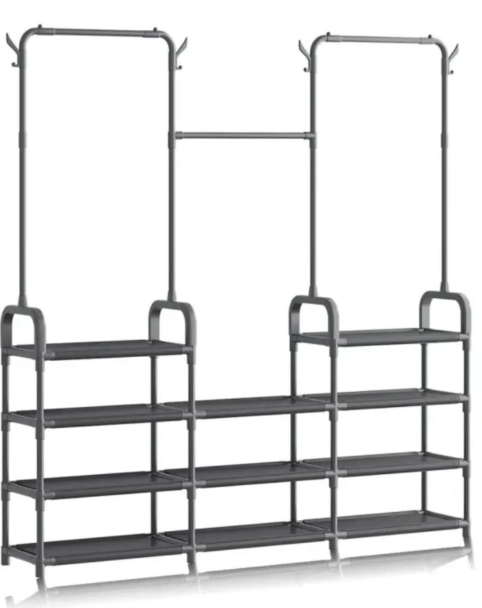 Вішалка підлогова для одягу з полицями для взуття 164х137х26 см