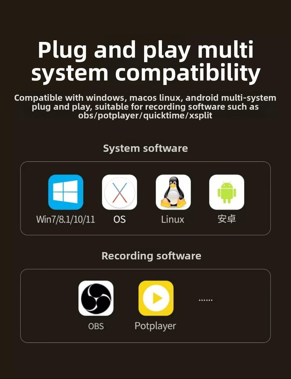 Карта видеозахвата USB Ugreen 100W HDMI TYPE-C 2K Темно-серый (35866) - фото 3 Карта видеозахвата USB Ugreen 100W HDMI TYPE-C 2K Темно-серый (35866) - фото 3