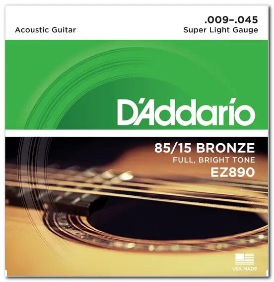 Комплект струн D'Addario EZ890 Great American Bronze Super Light 09-45 для акустической гитары (3243988882)
