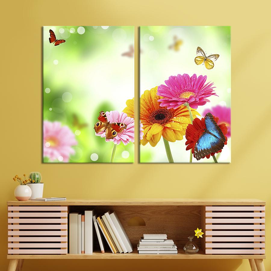 Модульная картина на холсте Диптих Цветные герберы 165x122 см (258-2)