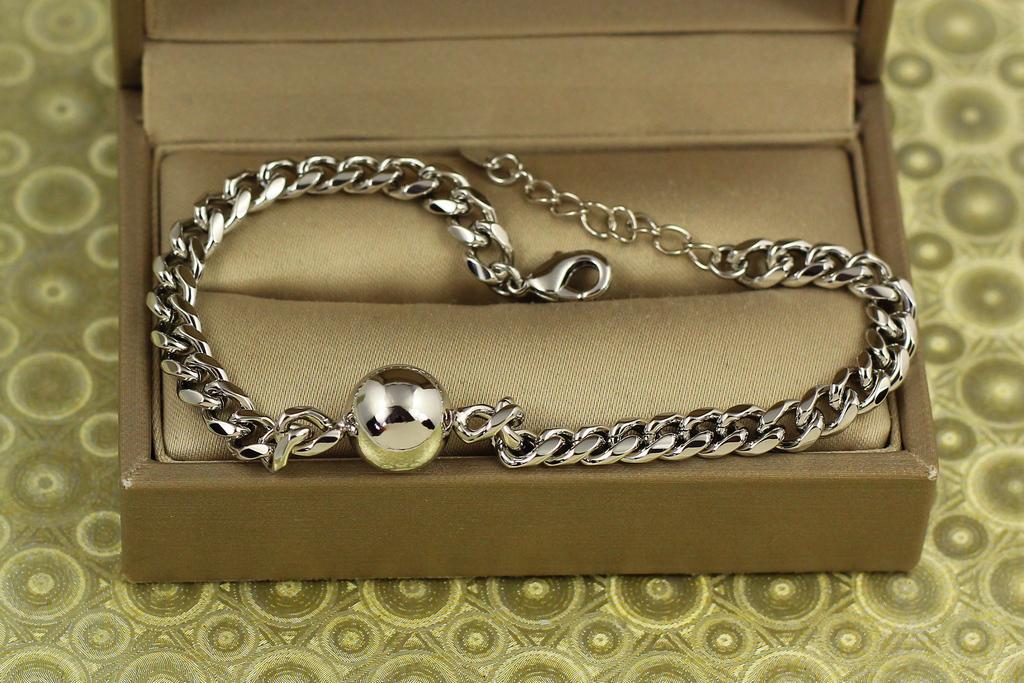 Браслет Xuping Jewelry панцирный гурмет с шариком 17+2 см 5 мм Серебристый (34954691)