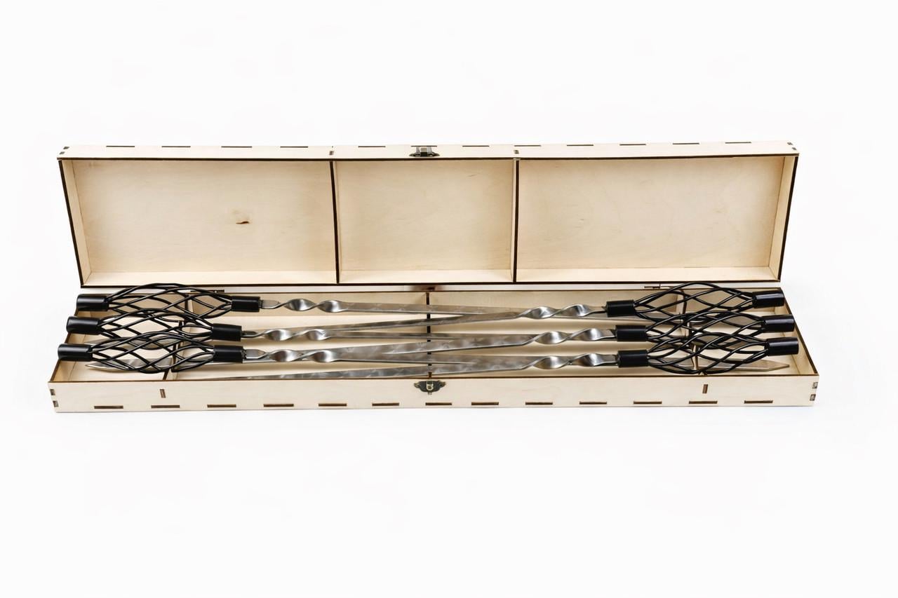 Набір шампурів GrillMaster Вуд ексклюзив NB-3009 нержавіюча сталь 3 мм 6 шт. (10-164-NB-3009)