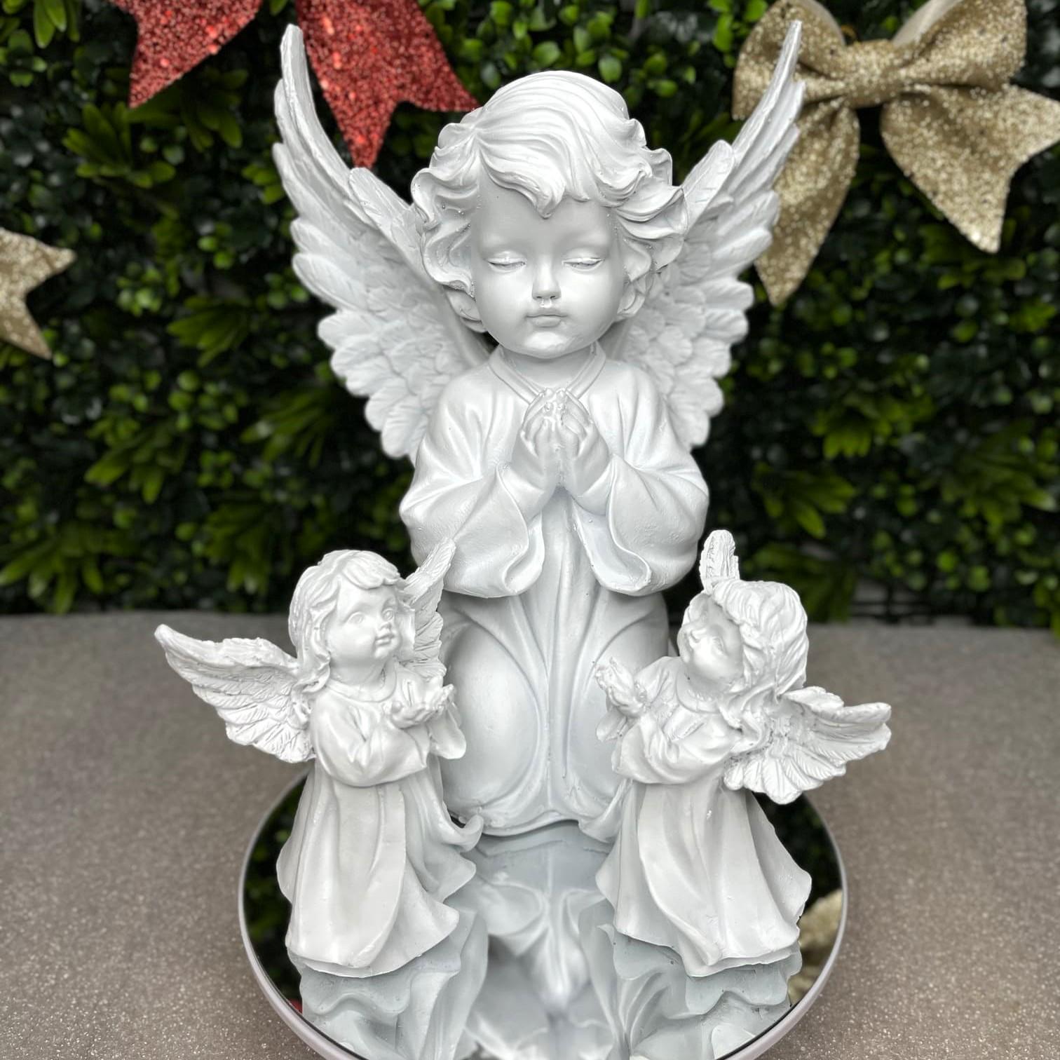 Набор садовых фигур Молитва ангелов 1 шт. 27 см/2 шт. 13 см полистоун Белый