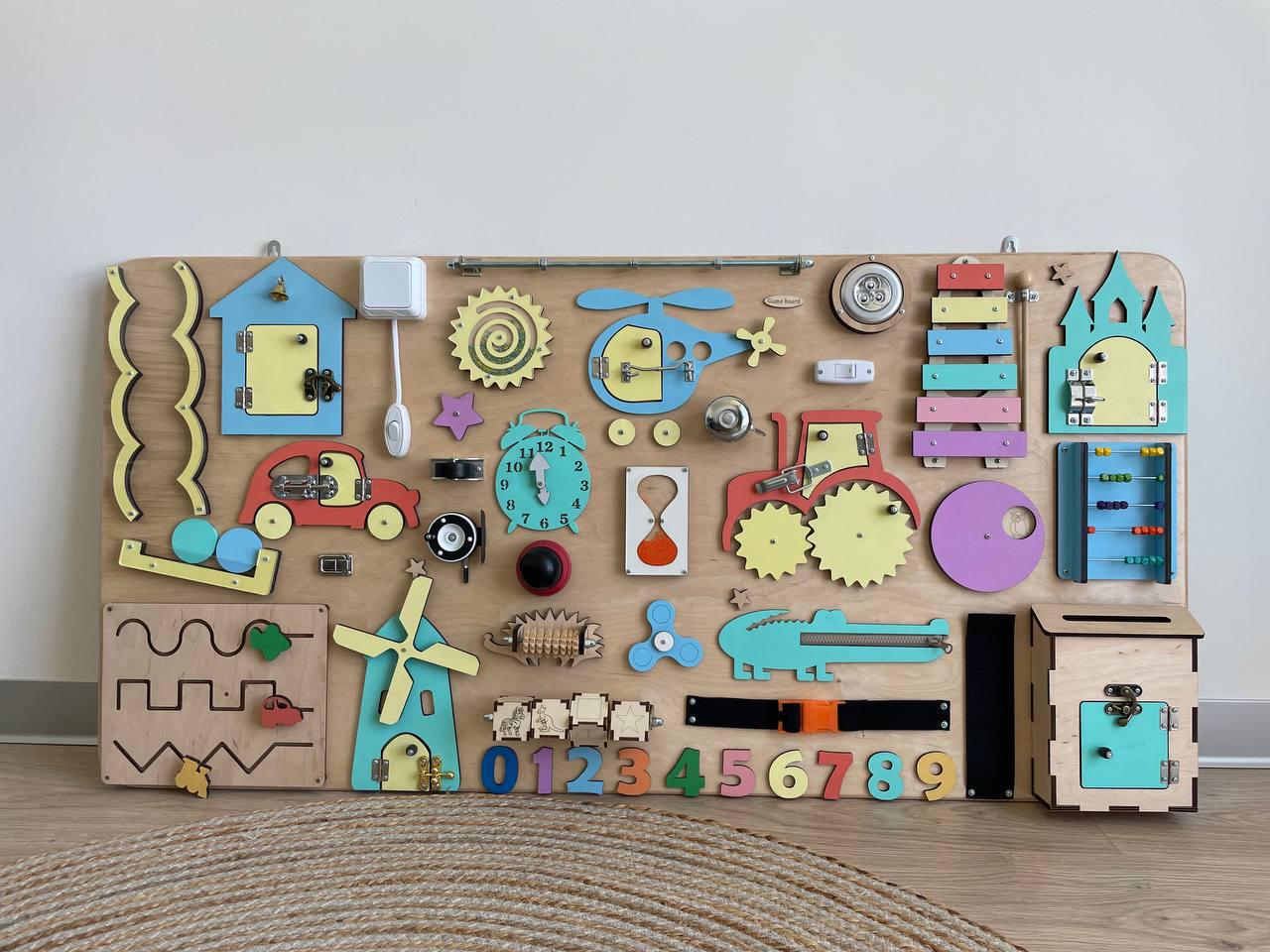 Бизиборд деревянный 120х60 см Разноцветный - фото 2 Бизиборд деревянный 120х60 см Разноцветный - фото 2