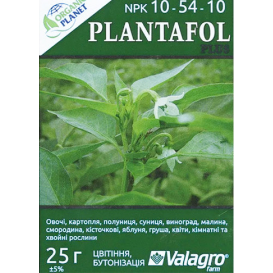 Добриво мінеральне Valagro Plantafol NPK 10-54-10 25 г