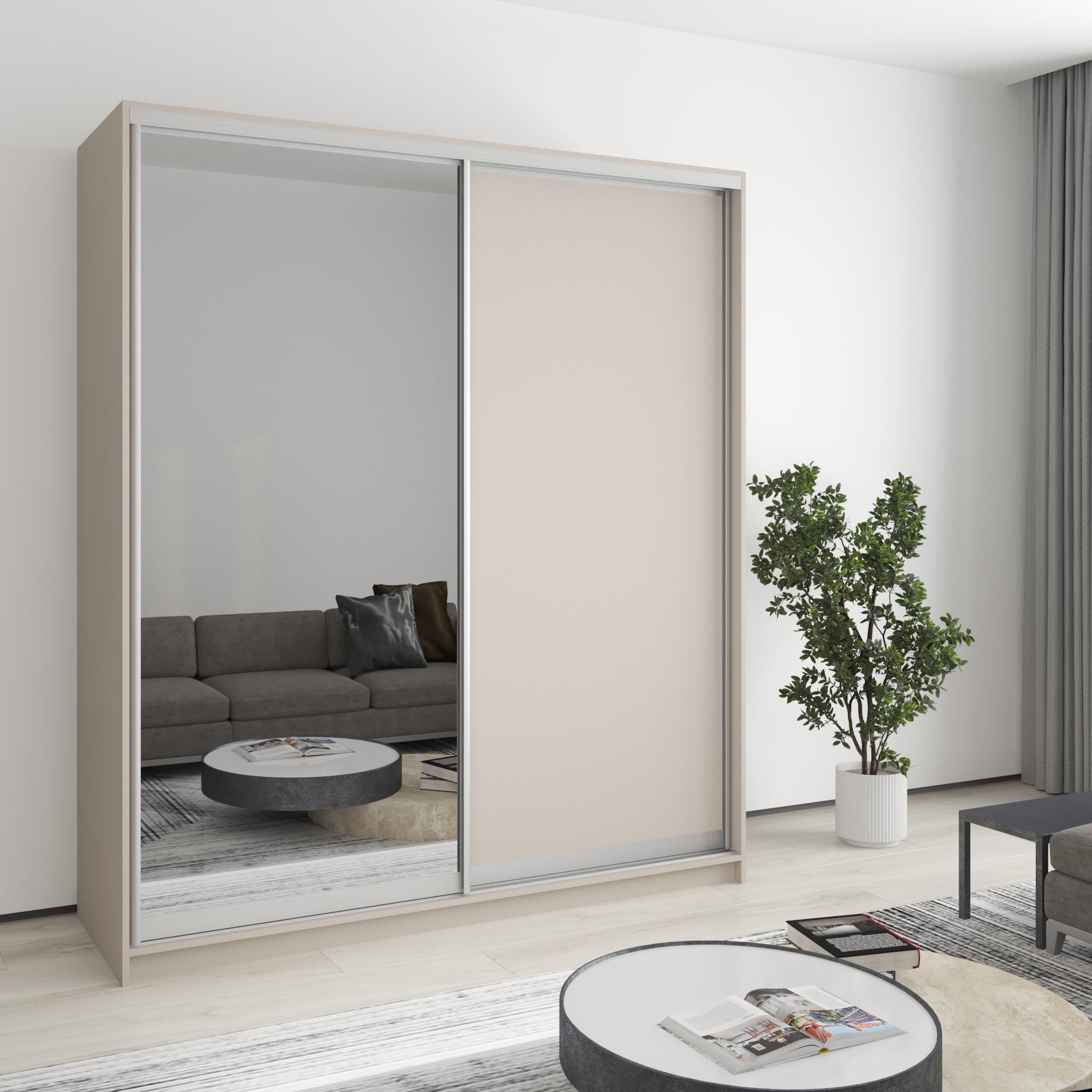 Шкаф-купе двухдверный MebelStar Уни AL ДСП/зеркало 180x60x210 см Кашемир (MBS-2625)