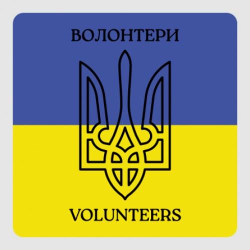 Стикер Волонтеры 15x15 см Желто-голубой/Черный (21561254)