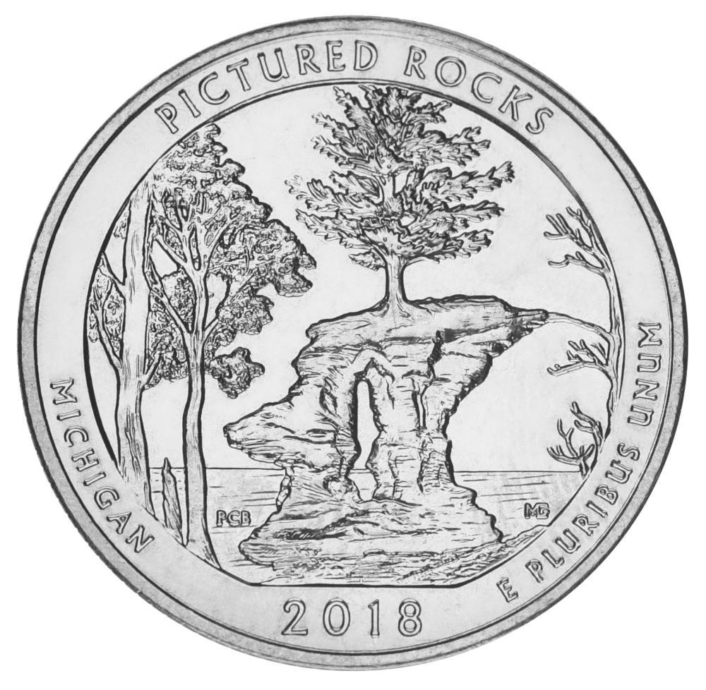 Коллекционная монета США 25 центов квотер 2018 S «Пикчерд Рокс 41-й парк» UNC